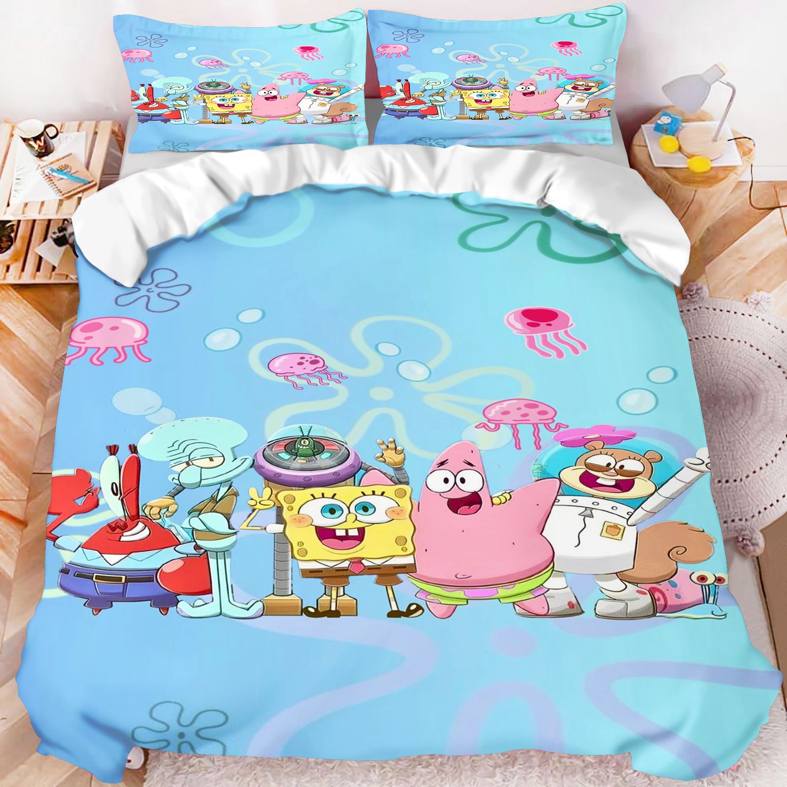 SpongeBob SquarePants All Char - Linen Duvet Cover ulasan dan harga