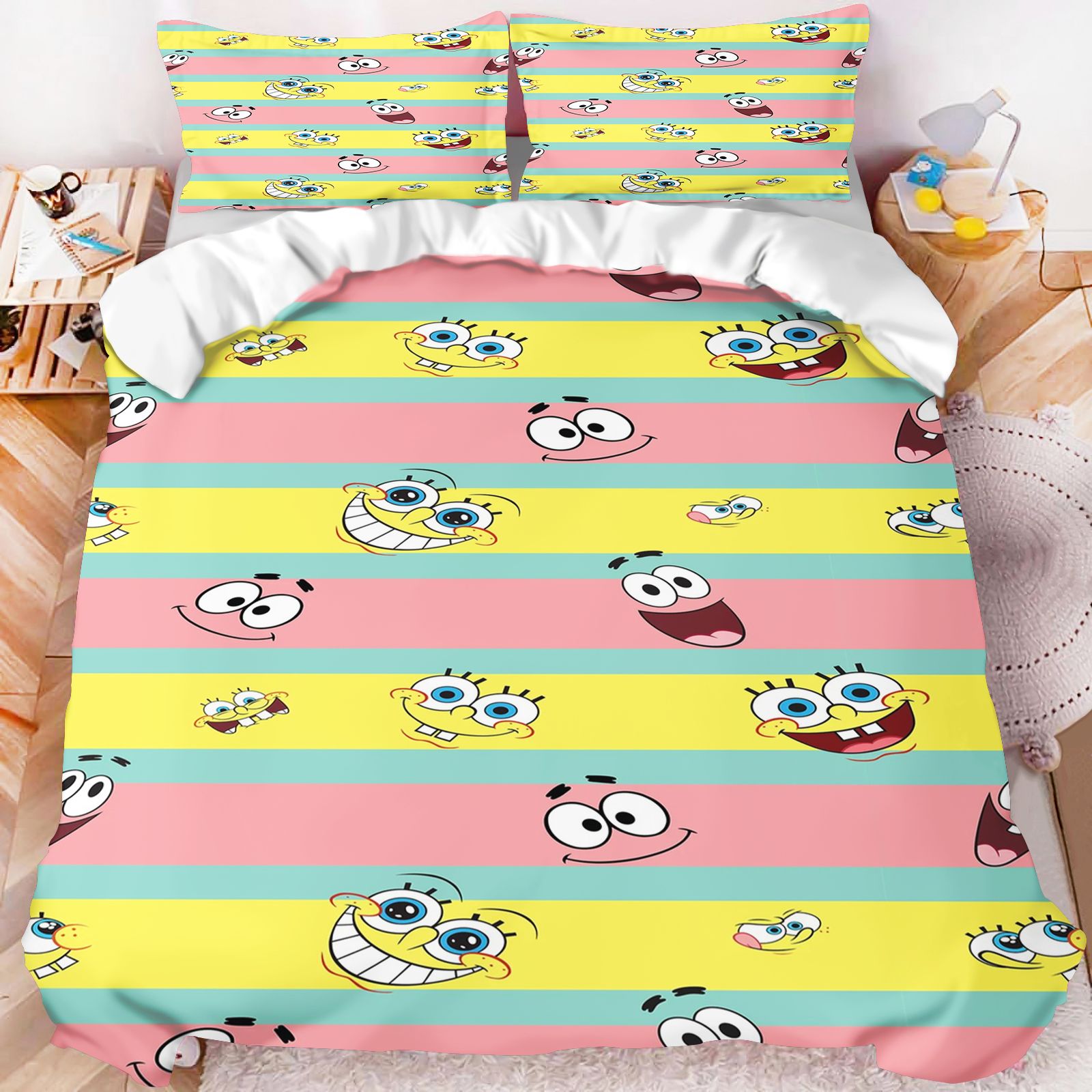 SpongeBob SquarePants All Char - Linen Duvet Cover ulasan dan harga