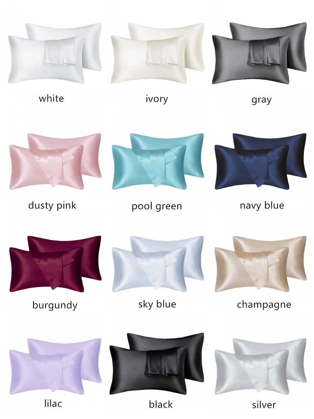 2pcs/lot Solid Silky Satin Ski - Silk Pillowcase Set ulasan dan harga